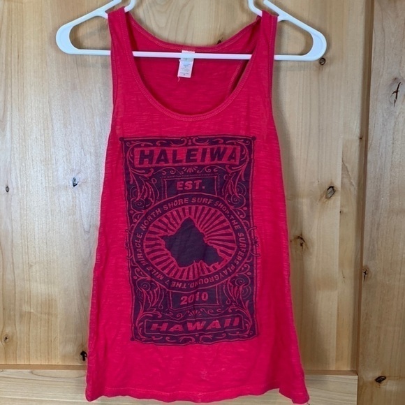 pima Tops - 𝅺PIMATEE Hawaiian red tank top size medium 100% cotton